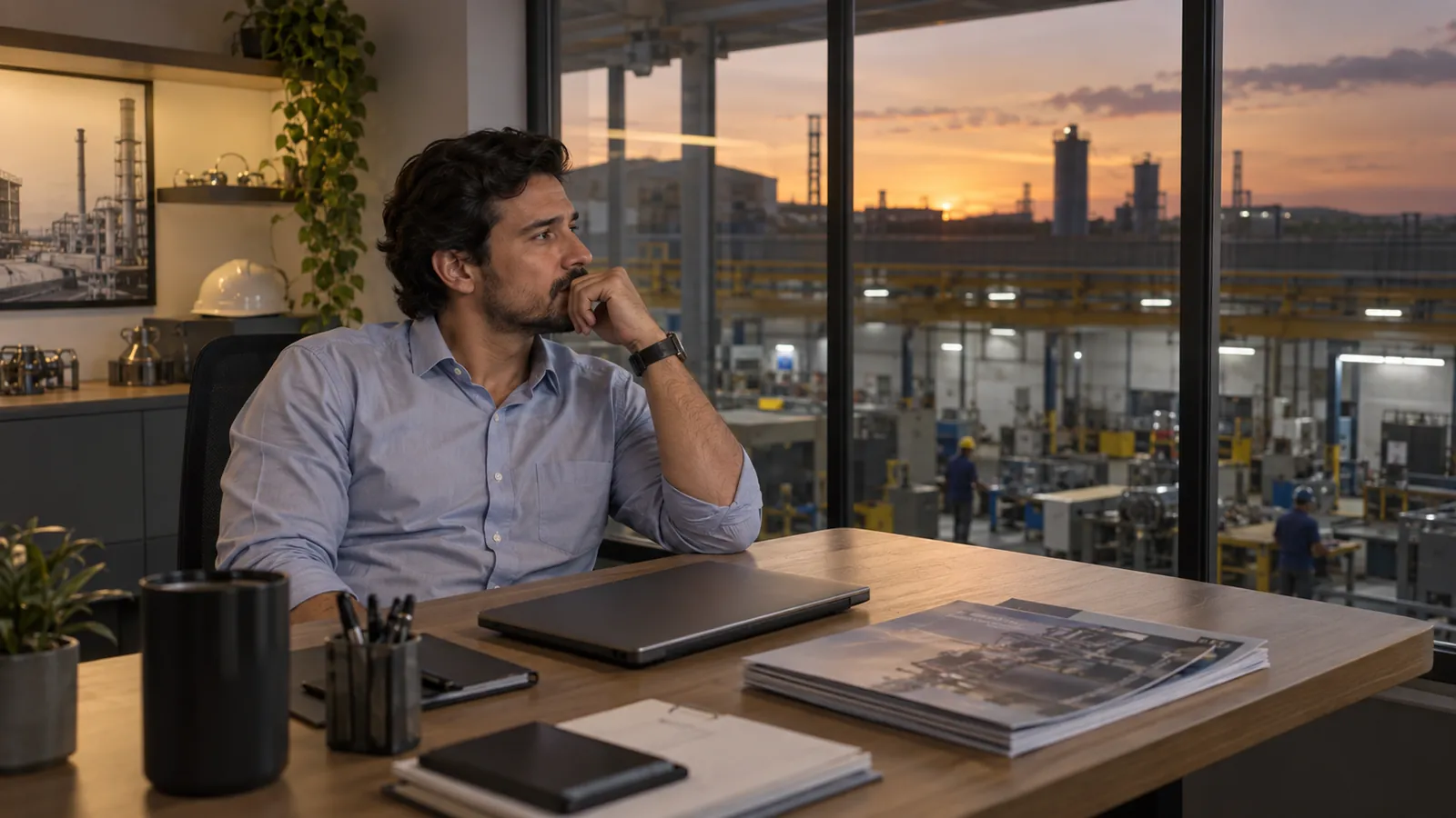 A salesperson awaits a reply after sending a commercial proposal to an industrial customer